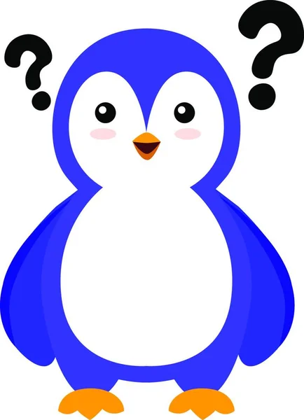 Pingvin Kérdőjellel Illusztrációval Vektor Fehér Háttér — Stock Vector