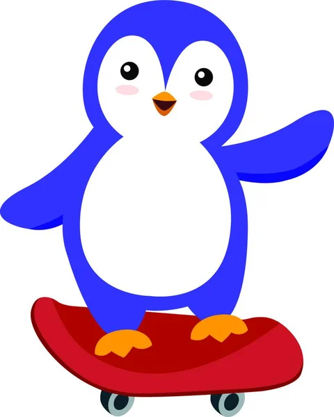 Aranyos Pingvin Kék Madár — Stock Vector