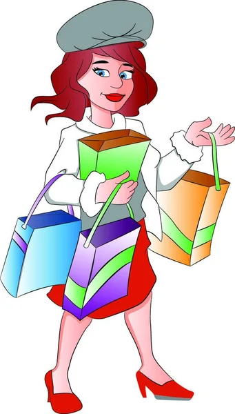 Illustration Girl Bag — Stock Vector