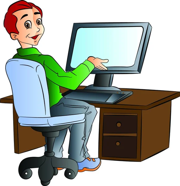 Illustration Businessman Sitting Chair — Stock Vector