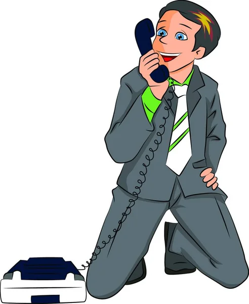 Illustration Businessman Talking Phone — Stock Vector