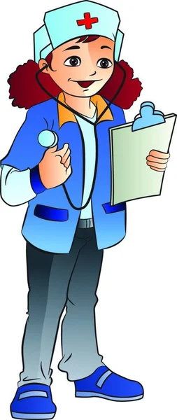 Personaje Dibujos Animados Médico Con Una Carpeta — Vector de stock