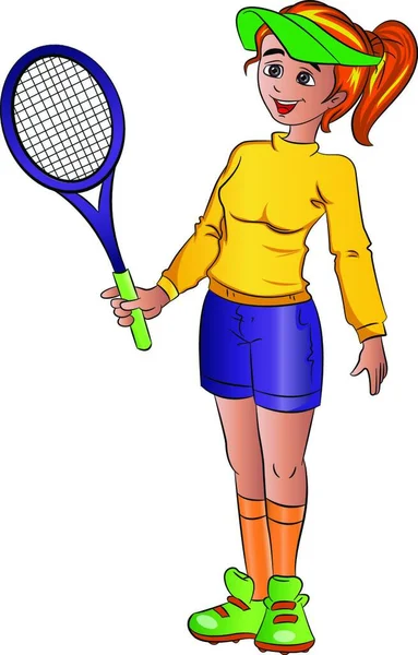 Tennis Player Racket Ball — Stock Vector