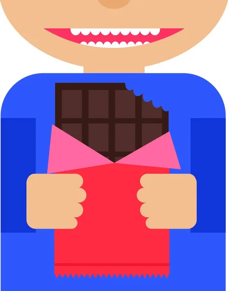 Menino Comendo Chocolate Ilustração Vetor Fundo Branco — Vetor de Stock
