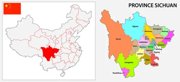 Sichuan Province Administrative Map — Stock Vector