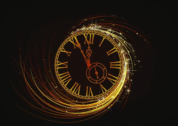 Carte Voeux Nouvel Avec Visage Horloge Scintillant Illustration Fond Abstraite — Image vectorielle