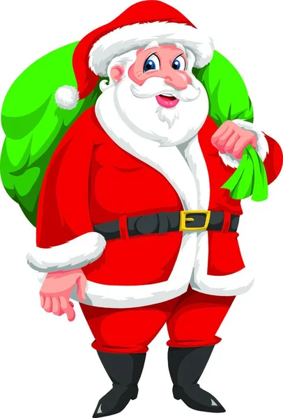 Père Noël Claus Avec Sac Arbre Noël — Image vectorielle