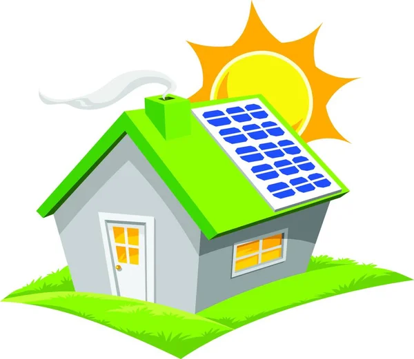 Casa Com Painéis Solares Sobre Fundo Branco — Vetor de Stock