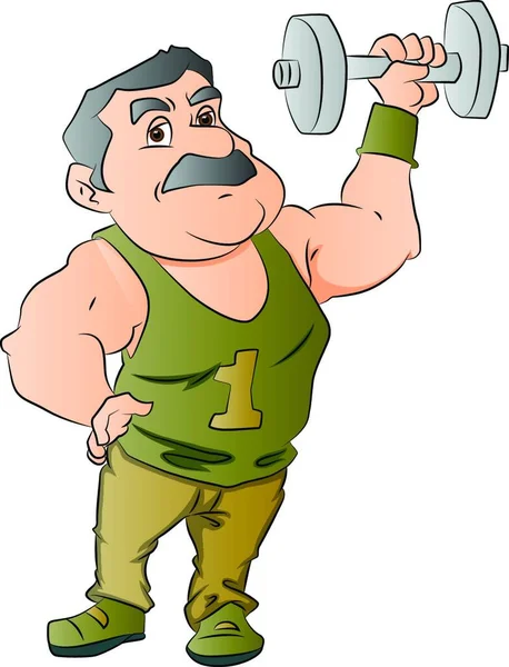 Vector Illustration Man Lifting Dumbbell Isolated White Background — Stock Vector