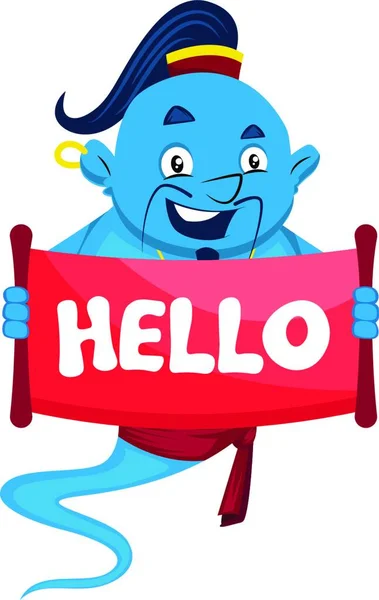 Genie Hello Sign Illustration Vector White Background — Stock Vector