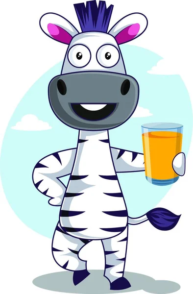 Zebra Džusem Ilustrace Vektor Bílém Pozadí — Stockový vektor
