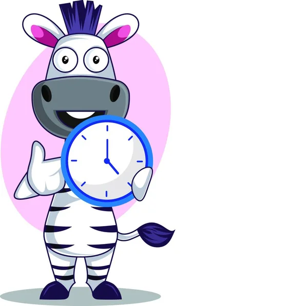 Zebra Clock Illustration Vector White Background — Stock Vector