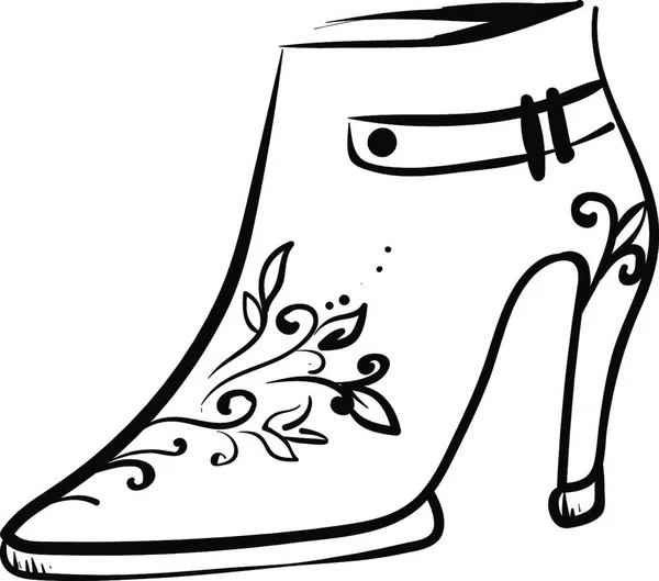 Sapato Mulher Decorativa Ilustração Vetor Sobre Fundo Branco —  Vetores de Stock