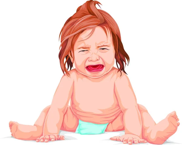 Vector Illustration Baby Screaming Pain Crying — Stock Vector