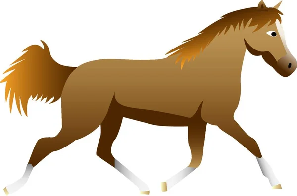 Side Cartoon Illustration Running Trotting Horse Isolated White Background — Stock Vector