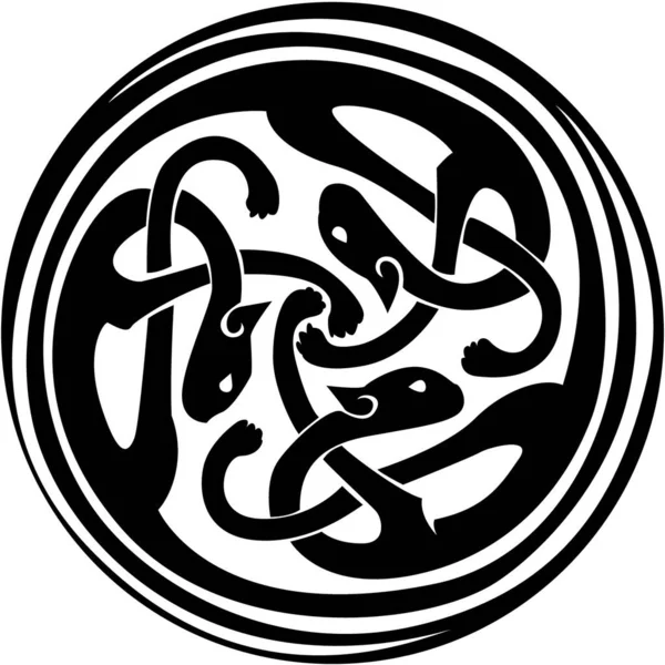 Design Celtique Irlandais Zoomorphe Entrelacé Format Vectoriel Noir Blanc — Image vectorielle