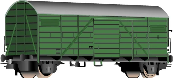 Μια Τρισδιάστατη Απεικόνιση Του Ένα Κλειστό Φορτηγό Βαγόνι Σιδηροδρόμου Πράσινο — Διανυσματικό Αρχείο
