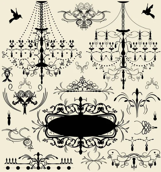 Set Van Vintage Vector Elementen — Stockvector