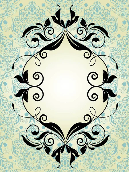 Cartão Convite Vintage Com Design Floral Abstrato Elegante Ornamentado Preto — Vetor de Stock