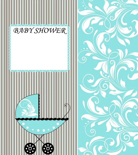 Tarjeta Invitación Vintage Baby Shower Con Elegante Diseño Floral Retro — Vector de stock