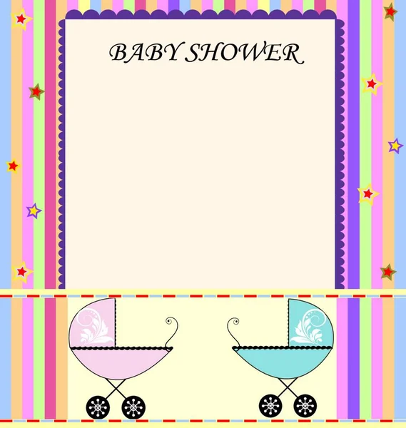 Vintage Baby Shower Zaproszenie Karty Eleganckim Retro Abstrakcyjne Kolorowe Gwiazdy — Wektor stockowy