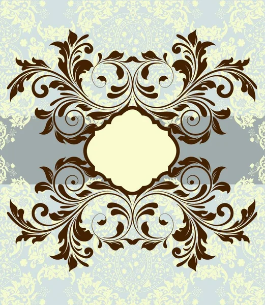 Carte Invitation Vintage Avec Motif Floral Abstrait Élégant Orné Brun — Image vectorielle