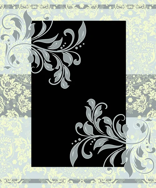 Carte Invitation Vintage Avec Motif Floral Abstrait Élégant Décoré Gris — Image vectorielle