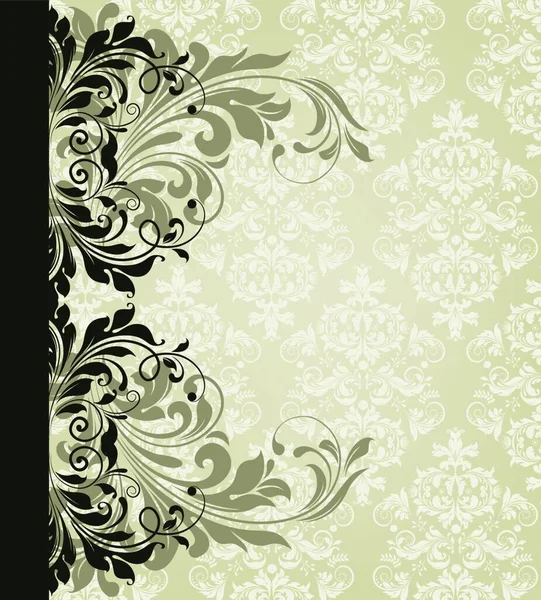 Vintage Einladungskarte Mit Kunstvollen Eleganten Abstrakten Floralen Mustern Grau Vektorillustration — Stockvektor