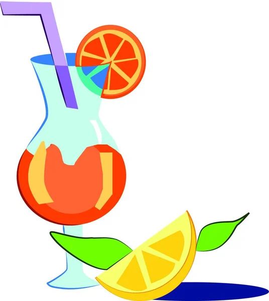 Illustration Verre Cocktail Avec Jus Rouge Orange — Image vectorielle