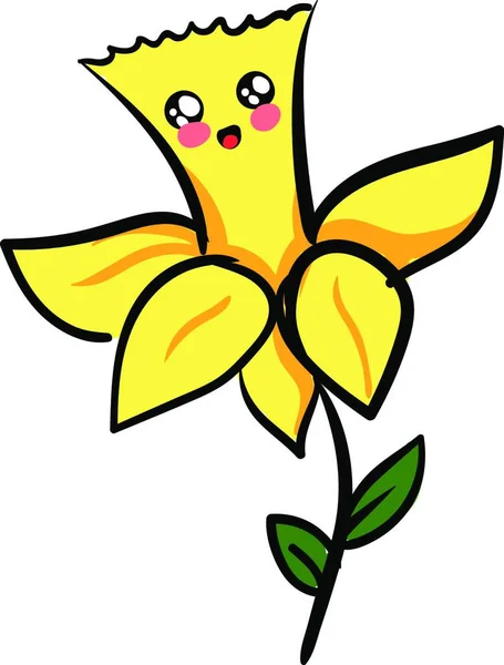 Daffodil Cute Illustration Vector White Background — 스톡 벡터