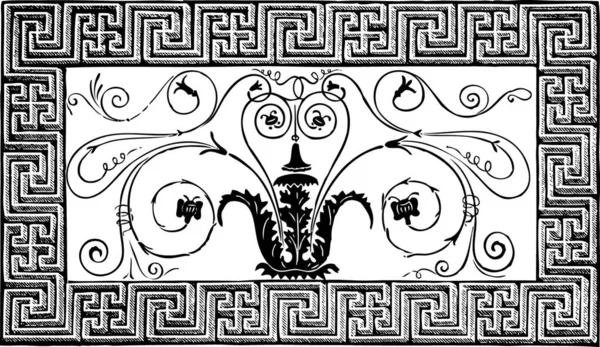 Detail Eines Antiken Römischen Mosaiks Das Aus Einem Blättermuster Mit — Stockvektor