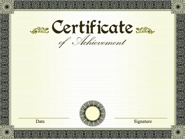 Vintage Certificate Achievement Ornate Elegant Retro Abstract Floral Design Black — Stock Vector