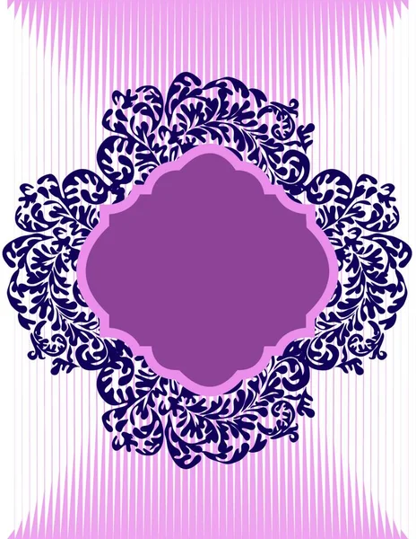 Vintage Uitnodigingskaart Met Sierlijke Elegante Retro Abstract Bloemmotief Donkerviolette Bloemen — Stockvector