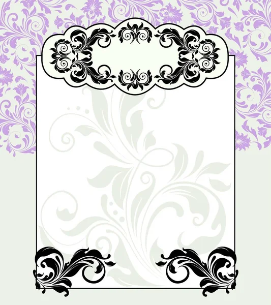 Carte Invitation Vintage Avec Motif Floral Abstrait Élégant Orné Fleurs — Image vectorielle