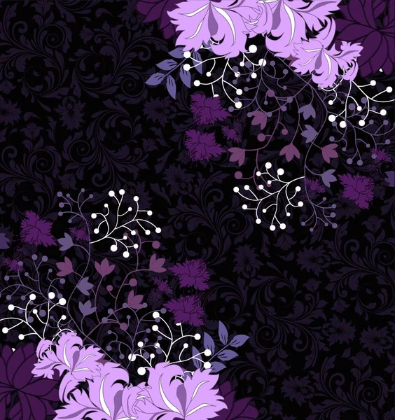 Вінтажні Запрошення Витонченим Ретро Абстрактним Квітковим Дизайном Рожевими Фіолетовими Квітами — стоковий вектор