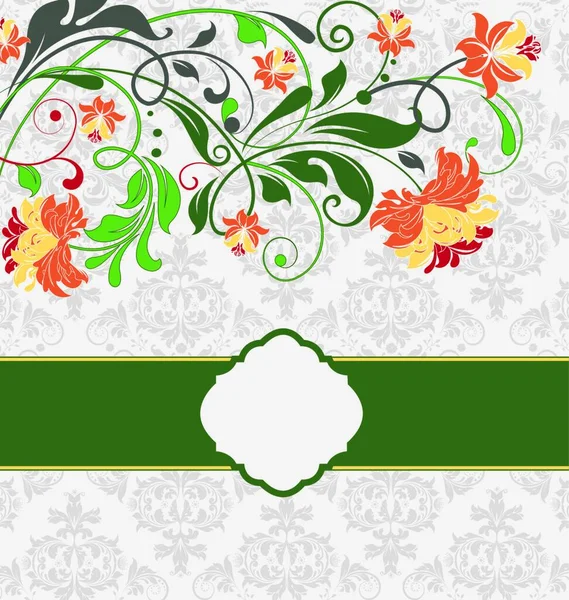 Tarjeta Invitación Vintage Con Elegante Diseño Floral Abstracto Adornado Flores — Vector de stock