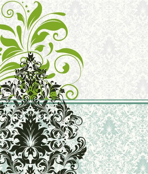 Tarjeta Invitación Vintage Con Elegante Diseño Floral Abstracto Adornado Flores — Vector de stock