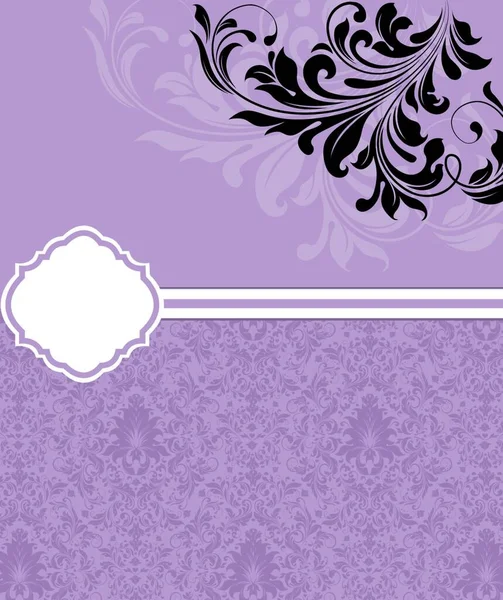 Вінтажна Листівка Запрошення Витонченим Елегантним Абстрактним Квітковим Дизайном Чорно Фіолетовими — стоковий вектор