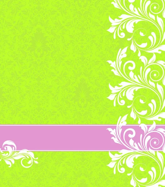 Винтажный Пригласительный Билет Элегантным Цветочным Дизайном Белыми Цветами Желто Зеленом — стоковый вектор