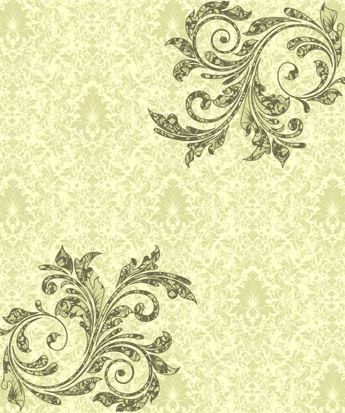 Vintage Invitation Card Ornate Elegant Abstract Floral Design Gray Flowers — Stock Vector