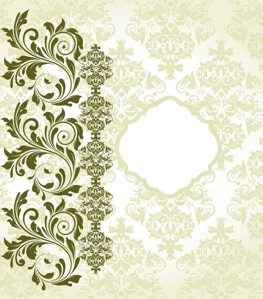 Carte Invitation Vintage Avec Motif Floral Abstrait Élégant Orné Fleurs — Image vectorielle