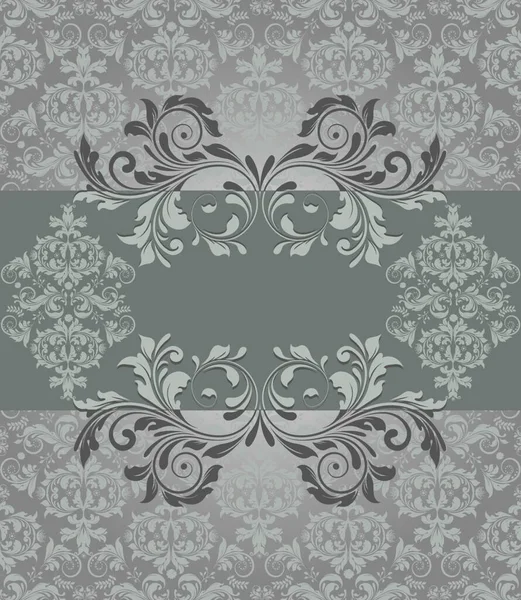 Vintage Invitation Card Ornate Elegant Abstract Floral Design Gray Gray — Stock Vector