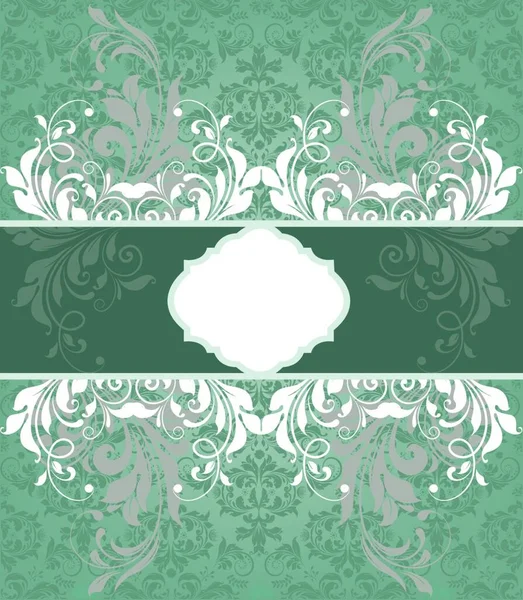 추상적 꽃무늬가 빈티지 초대장 녹색의 일러스트 — 스톡 벡터
