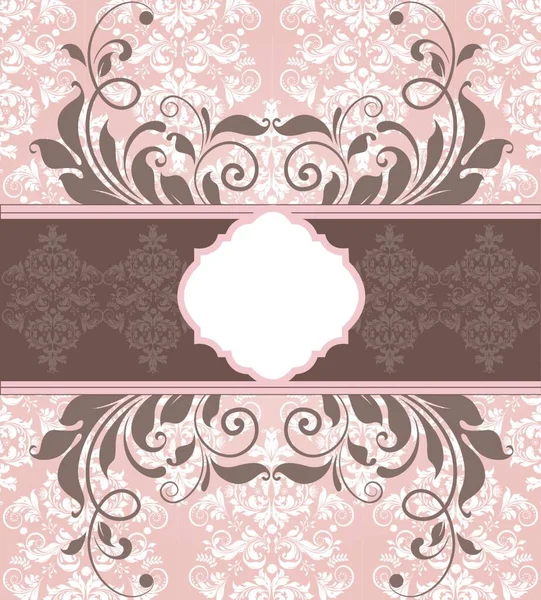 Carte Invitation Vintage Avec Motif Floral Abstrait Élégant Orné Gris — Image vectorielle