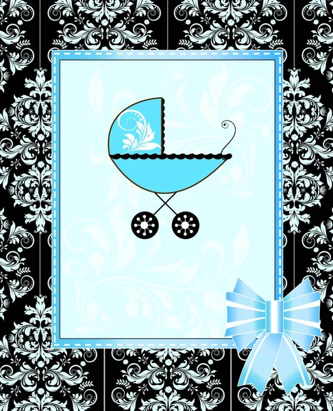 Tarjeta Invitación Vintage Baby Shower Con Elegante Diseño Floral Retro — Vector de stock