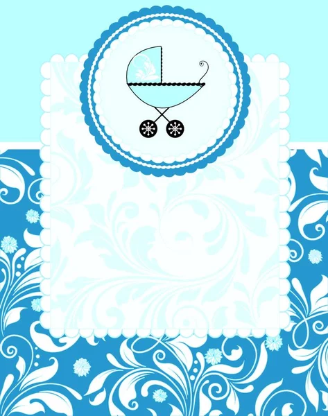 Carte Invitation Douche Bébé Vintage Avec Motif Floral Rétro Élégant — Image vectorielle