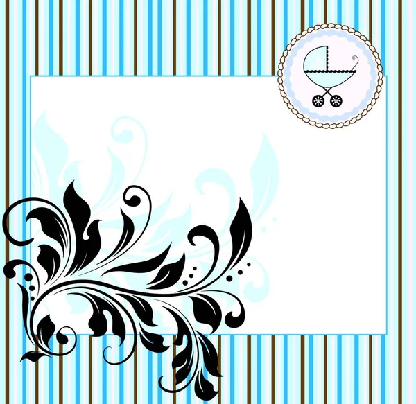 Biglietto Invito Vintage Baby Shower Con Decorato Elegante Design Floreale — Vettoriale Stock