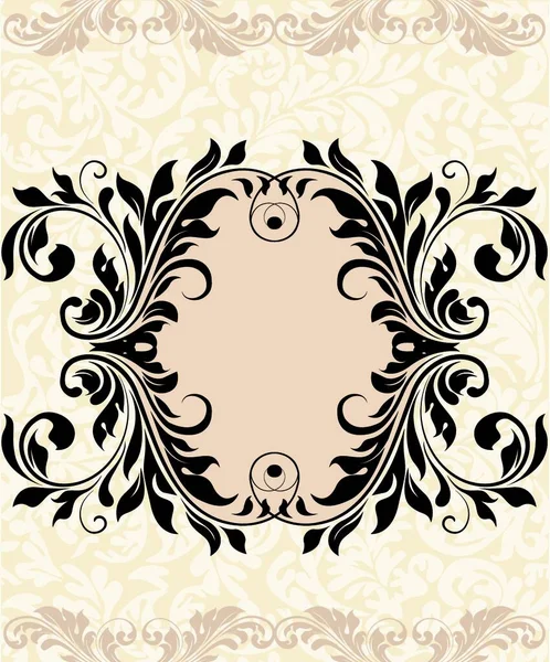 Tarjeta Invitación Vintage Con Elegante Diseño Floral Abstracto Adornado Negro — Vector de stock