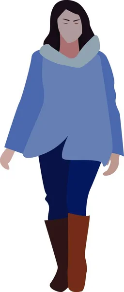 冬の靴 イラスト 白い背景のベクトルを持つ女の子 — ストックベクタ
