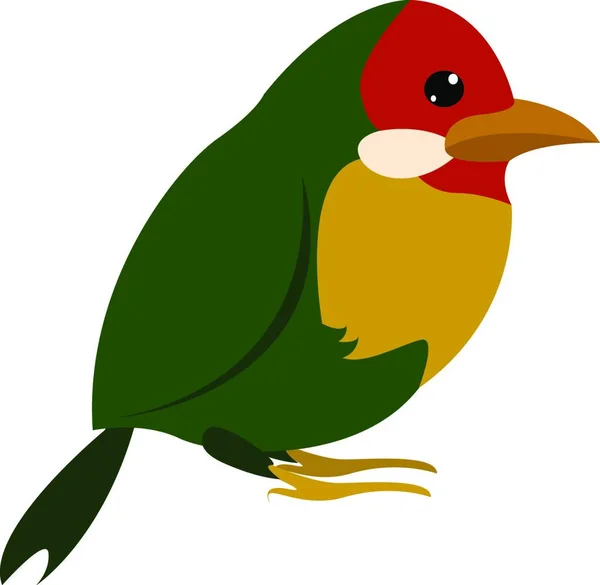 Petit Oiseau Vert Illustration Vecteur Sur Fond Blanc — Image vectorielle